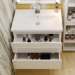 Style Line Мебель для ванной Даймонд 80 Люкс белая, PLUS подвесная – фотография-12